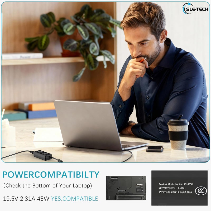 SLE-TECH 45W AC Adapter Charger Compatible with Dell Inspiron 15 3000 500015-3552 3555 3558 3565 3567 5551 5552 5555 5558 5559 5565 5567 5568 5578 7558 7568 7569 7579 - Image 4